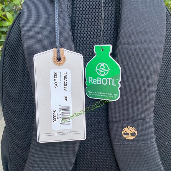 Timberland Men’s Backpack Black Big Logo - Picture 7 of 9